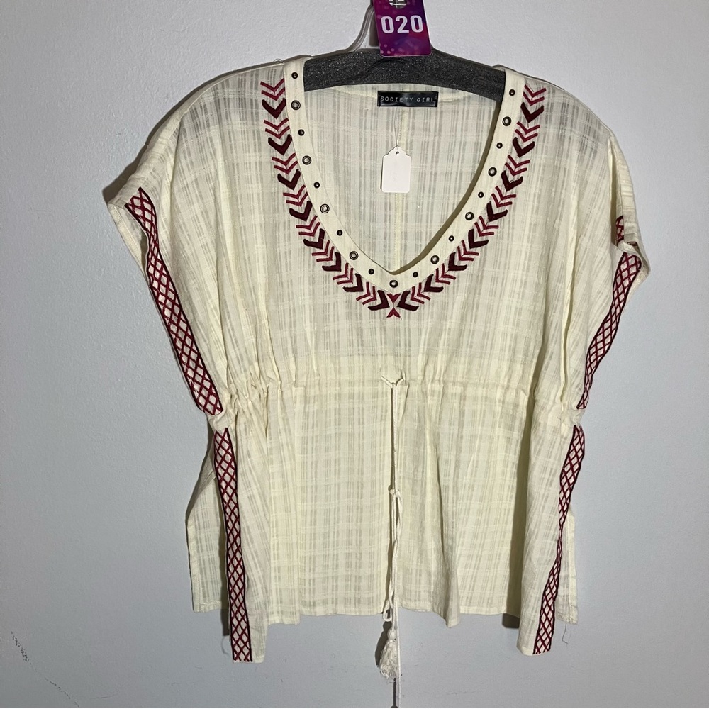 NWT #20 Linen Look open sided grommet top